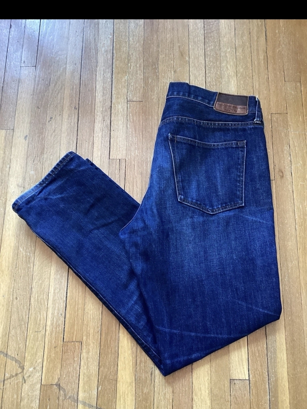 Luxe J.CREW Men's Size 36-31 Solid Dark Blue Denim Jeans,100% Cotton,MINT